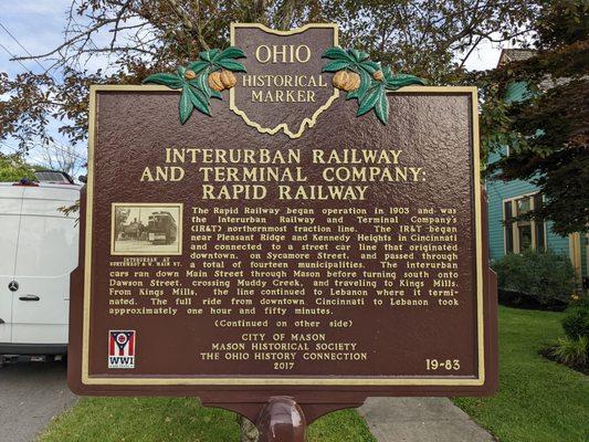 Interurban Railway and Terminal Company Marker, Mason OH