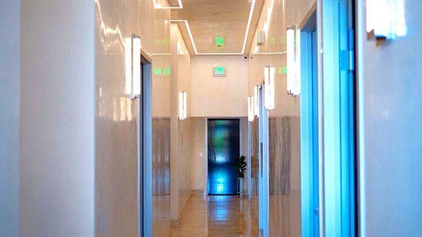 Venetian Plaster walls, tile flooring, high ceiling, elegant designed and modern facility!