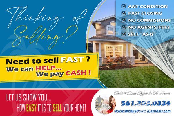 Thinking Of Selling?
Need To Sell FAST?
We Can Help - We Pay Cash!

Let Us Show You How Easy It Is To Sell Your Home. Sell As-Is Today!