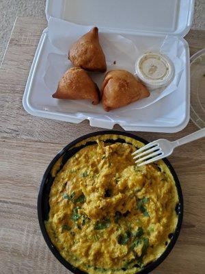 Aloo gobi and samosas