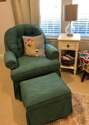 Pleased with the results of my nursery glider and ottoman!