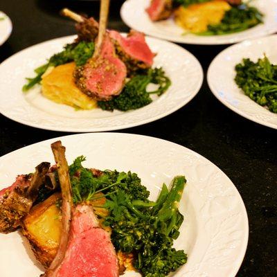 Grilled lamb with potato gratin