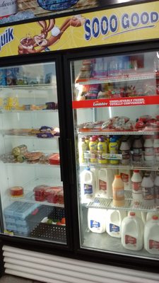 Sample of the selection of refrigerated food items.