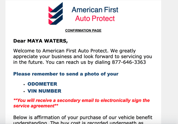 fake email "confirmation" i received after I paid.