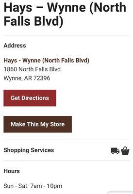 store information, directly from Hays