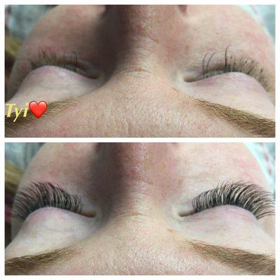 Before and after classic lash set