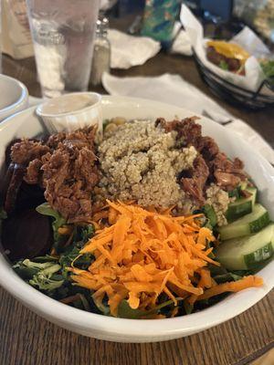 Quinoa Kale Power Bowl with BBQ jackfruit