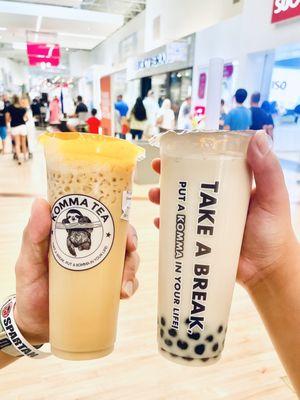 Iced caffe latte & oolong milk tea