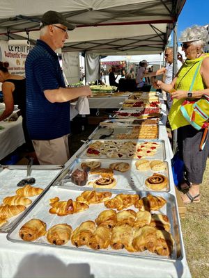 Fresh baked, pastries, croissants, sweet breads, jelly rolls, donuts, all can be found at Delray Beach Green market