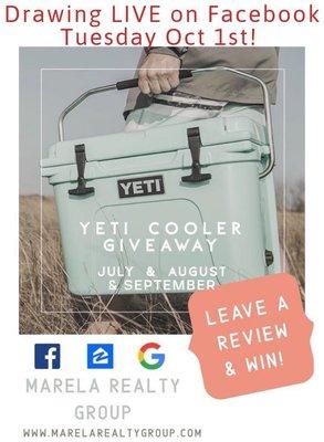 We are extending our YETI cooler giveaway to October 15th, 2019