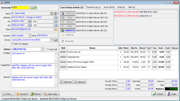 Case Manager Screen