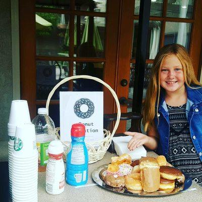 Donuts and coffee served after each service