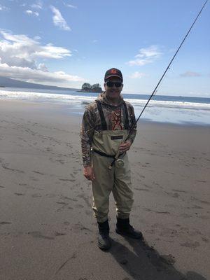 Tom, owner and senior technician, out fishing in Alaska.