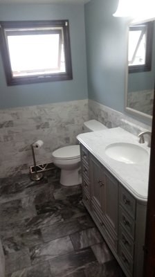 Bathroom Remodel-Tile Flooring, Walk-in Shower , Vanity, Drywall Refinish and Paint