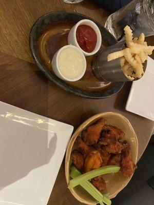 Wings and a side of fries.