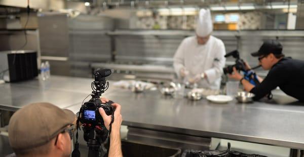 Filming at Moraine Valley Community College. (photo by Glenn Carpenter)