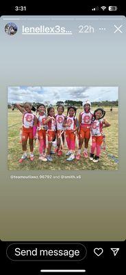 Our Chevelle with her team (flag football)