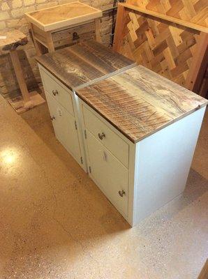 Nightstands with barn wood tops