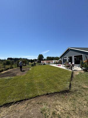 Finished product of sod installation