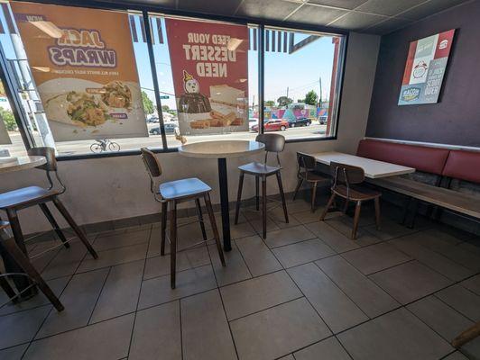 Inside dining at Jack in the box. The other side has a lot of room with tables and booths