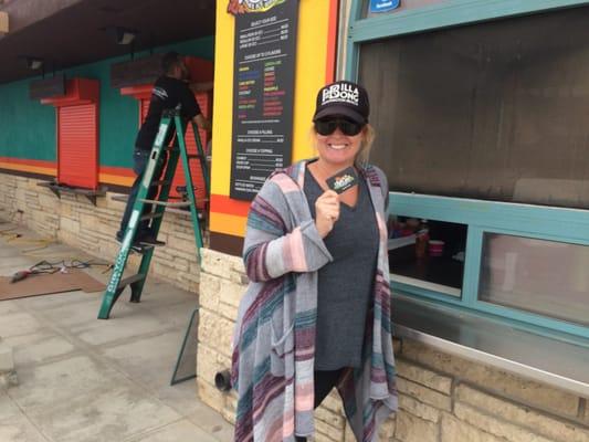 Mende, a Haole Boys Shave Ice fan, first in line for our soft open.