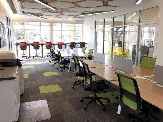 One of Two Coworking Areas with Printer