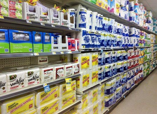 Fully and beautifully stocked paper products; plates, toilet and paper towels.Get great prices & deep discounts w/digital coupons.