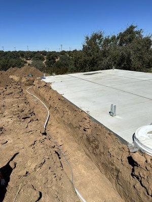 Water lines for future swim spa and irrigation