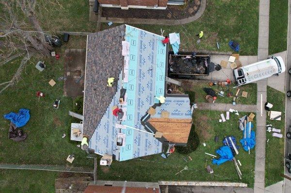 New shingles are being installed