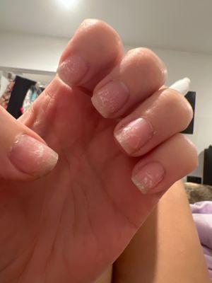 My nails after a gel manicure after 4 days