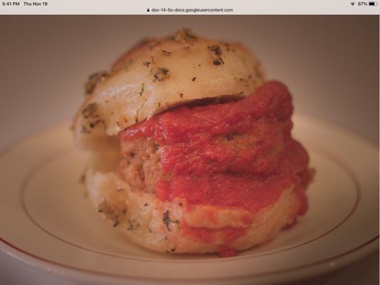 Heavenly meatball sliders.