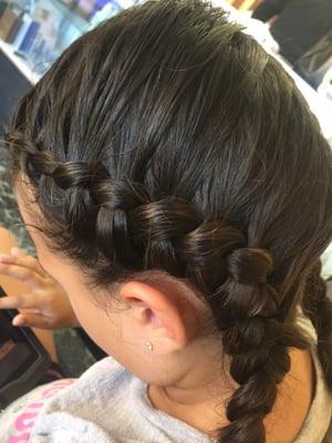 Girls hair cut included a braid to finish it up!