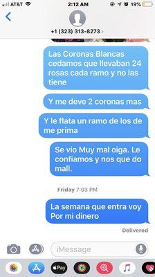 Text messages to (Pablo). And he never replied.  Part 2