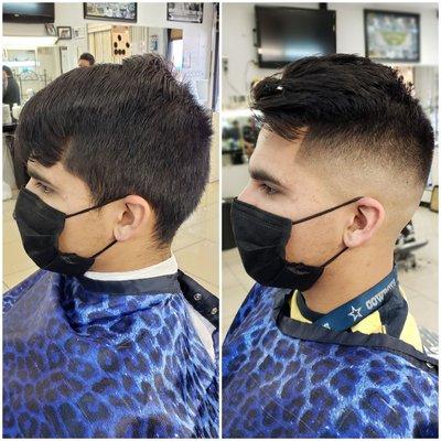 Medium Razor Fade with Natural Combover