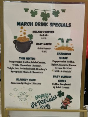 St. Patrick's Day Drink Menu