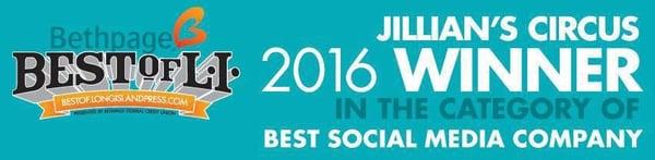 Jillian's Circus won best Social Media Company on Long Island in 2016