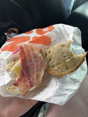 6.50 for sandwich with damp bread, uncooked bacon, no cheese.