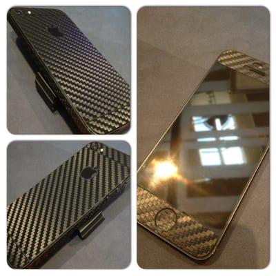 Black iPhone 5 with full body black carbon fiber