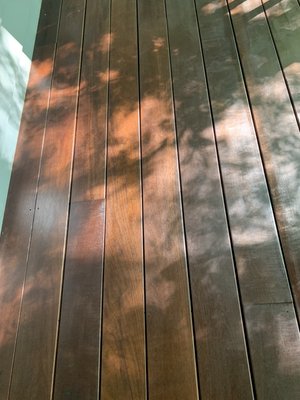 Brazilian tree oil stain on this deck for a beautiful color and finish