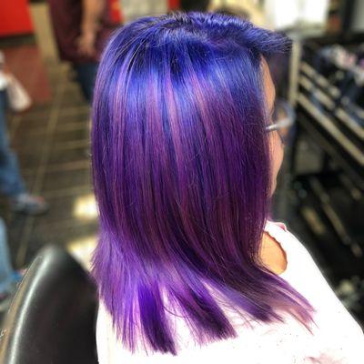 Purple color with a blue root smudge