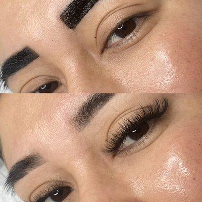 Brow tint and hybrid lashes