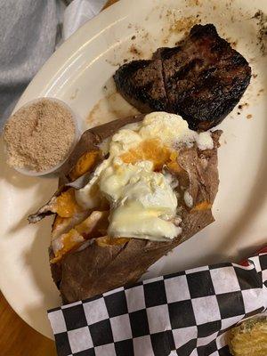 Small sirloin and sweet potato.