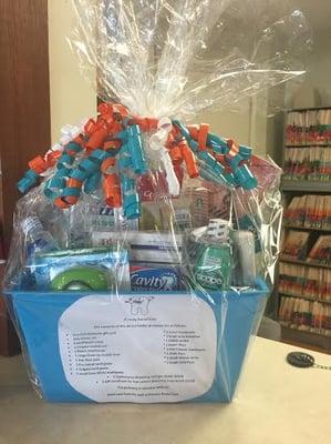 Primary Dental office is raffling a beautiful gift basket full of goodies, includes Starbucks $15 gift card, Opalescence bleaching kit..yay