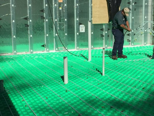 Radiant in Floor heating in the basement of a new construction home.