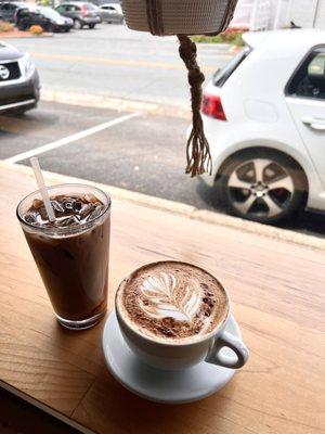 Iced Mocha (Left) Cafe Miele (Right)