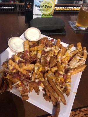 HUGE cheese fries with bacon bits