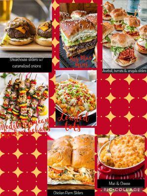 Holiday Menu
Sliders, Mac & Cheese, mediterranean kebabs