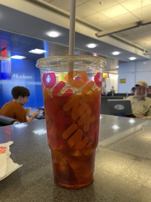 Large iced coffee - essential preflight refreshment