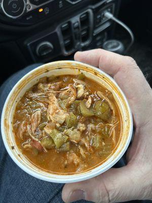 Chicken gumbo with rice. Delicious!