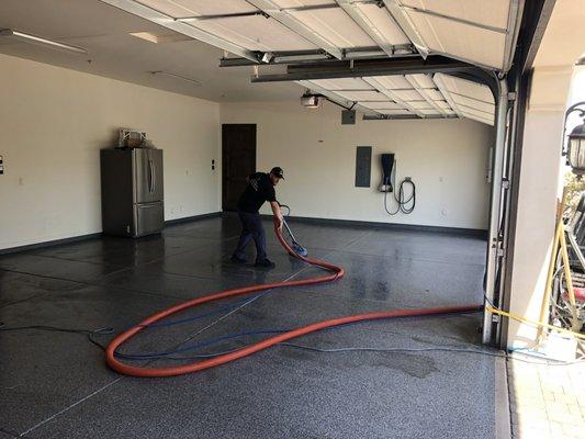 Garage floor cleaning